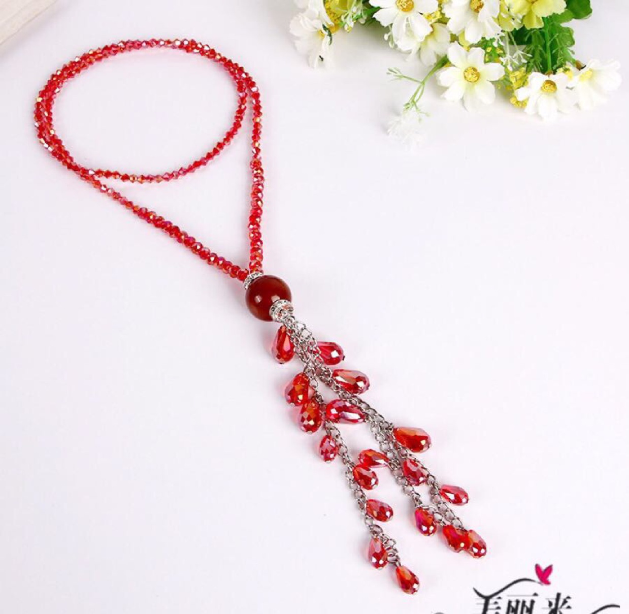 Agate crystal tassel necklace 0019 thumbnail