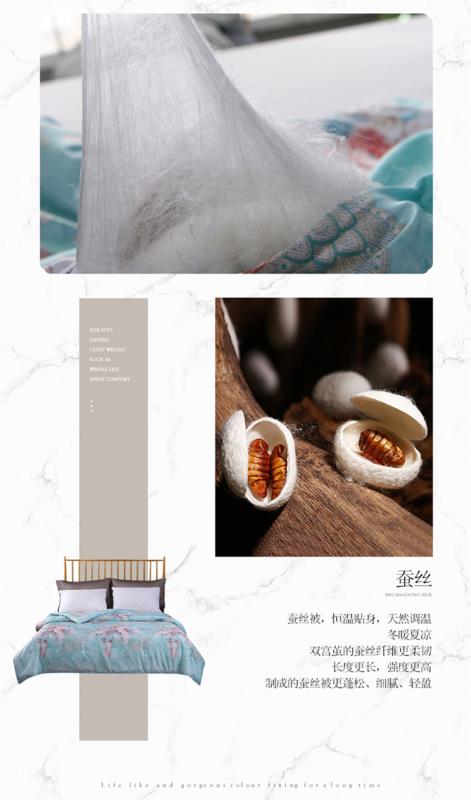 三农家纺新品四季被芯蚕丝被夏凉被空调薄被子丝绸春秋印花双人夏被，量大丛优。细节图