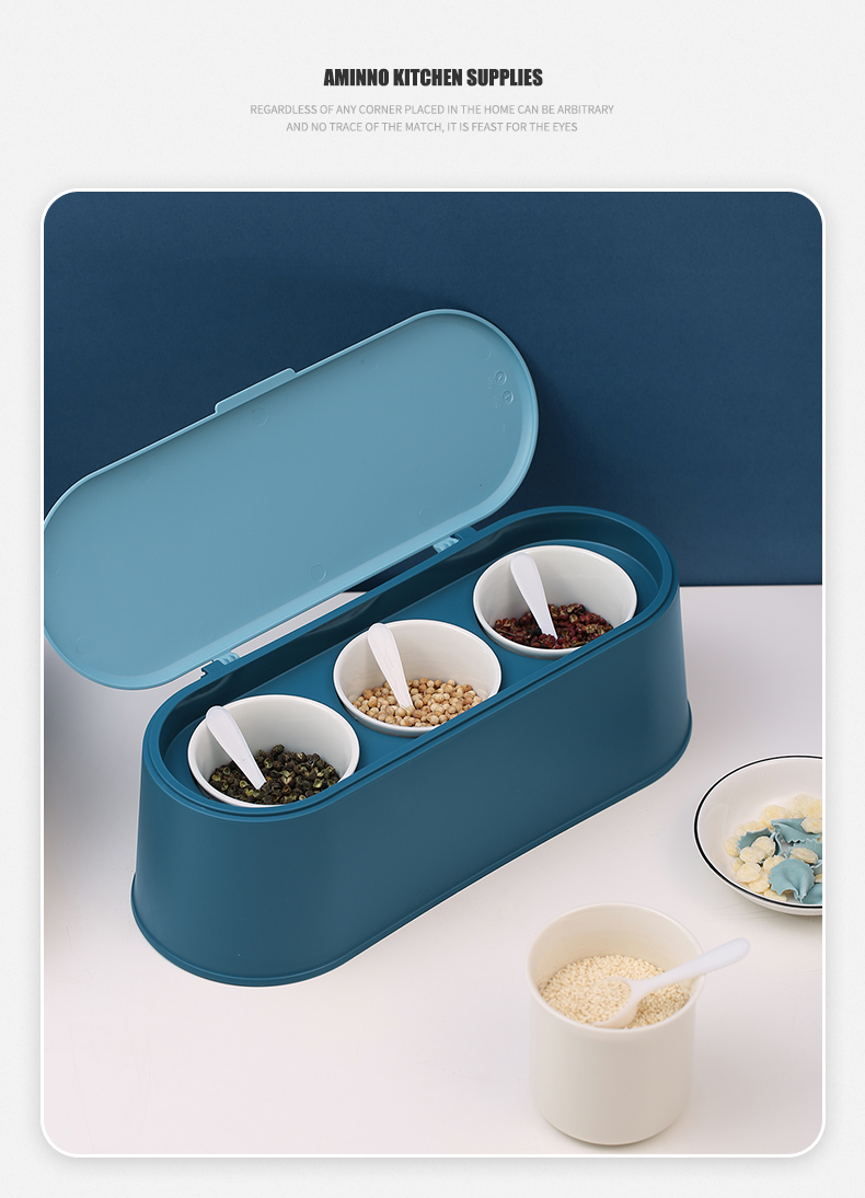The Emino seasoning box and jar are dark blue detail image 3