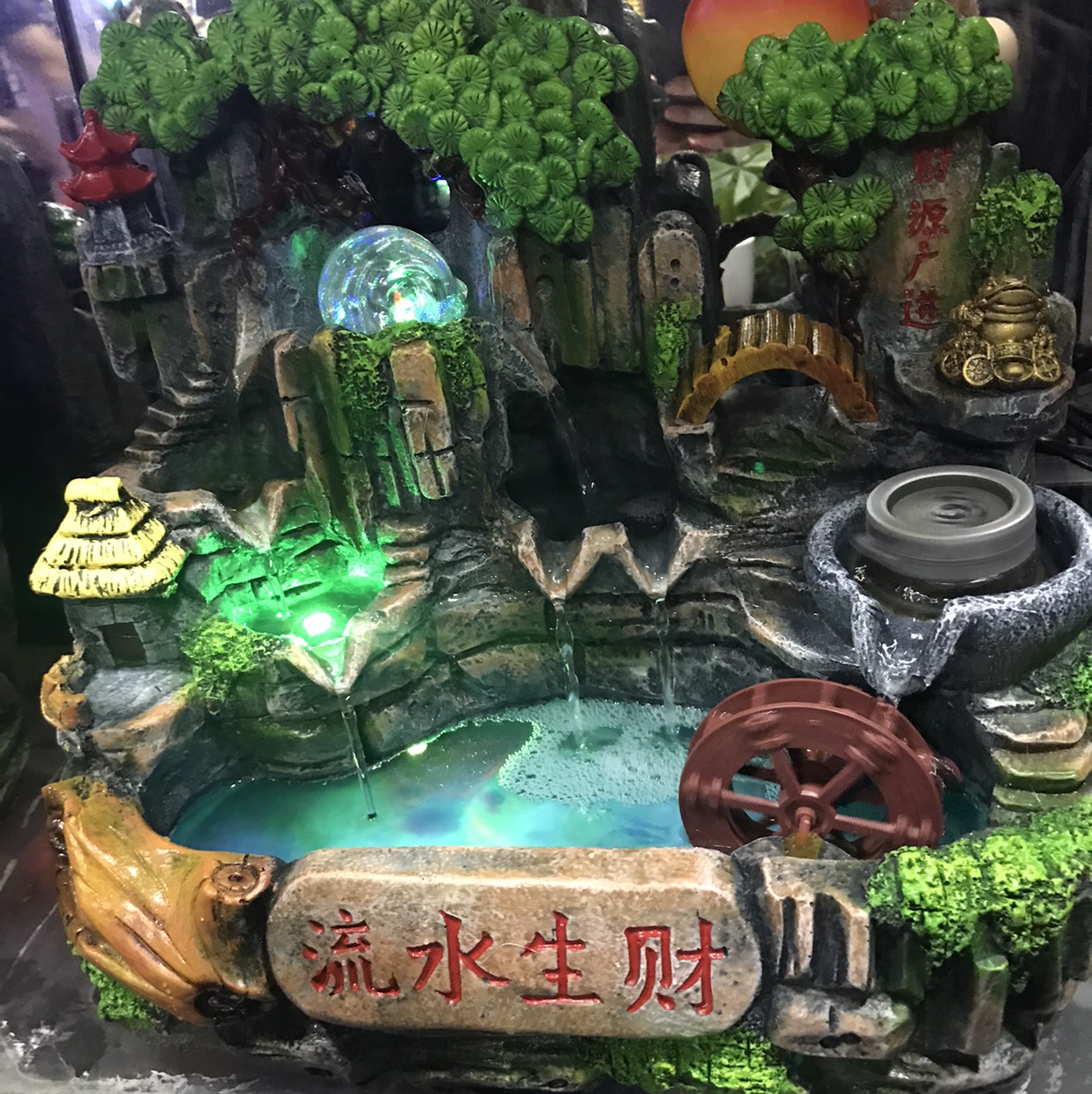 Resin water rockery fountain feng Shui wheel wind water balloon
