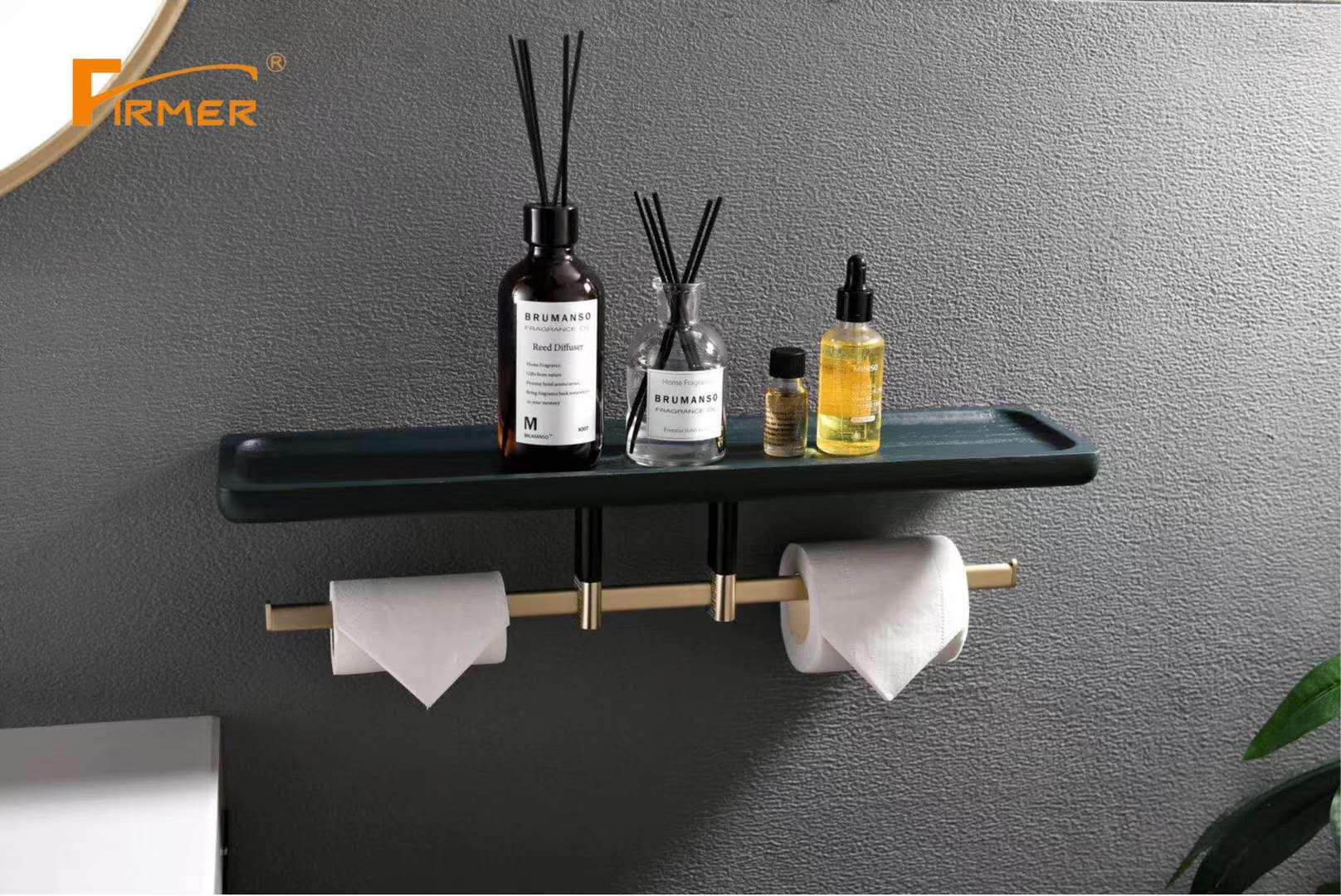 Firmer's New Black Gold All-Copper Luxury Light Luxury Bathroom Hanging Items, Bath Towel Holder And Tissue Holder undefined