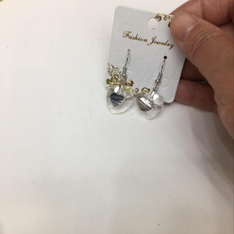 刻面桃心水晶吊坠十小桃心片片耳环