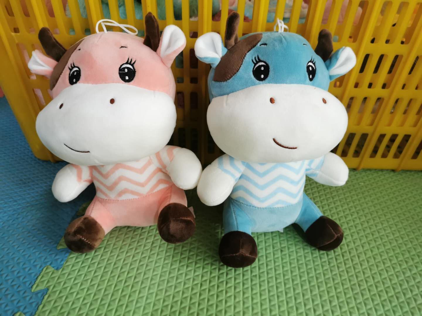 Wholesale of soft striped cow plush toy figurines