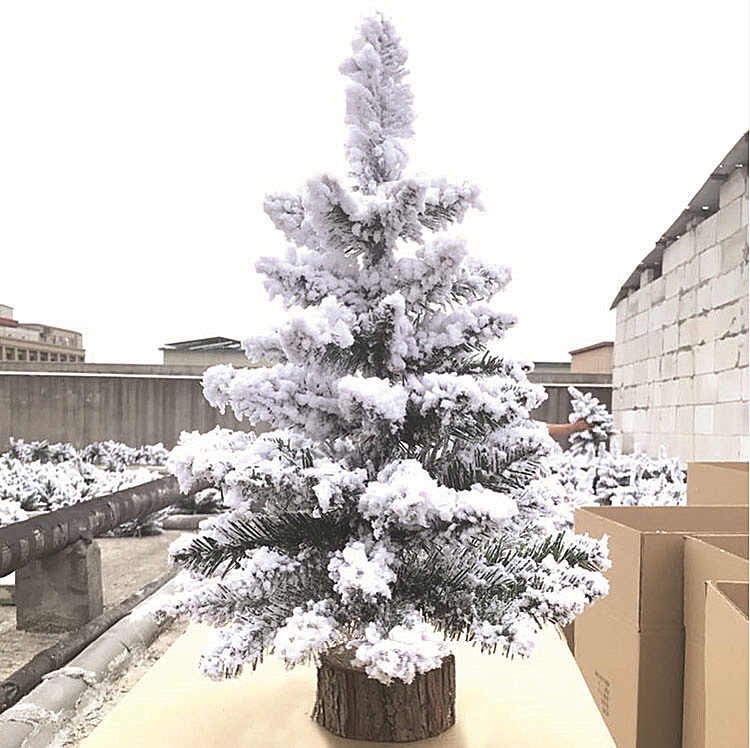 Yiyang Christmas Craft 30cm, 40cm, 50cm, 60cm flocked tree heads and feet Specification image