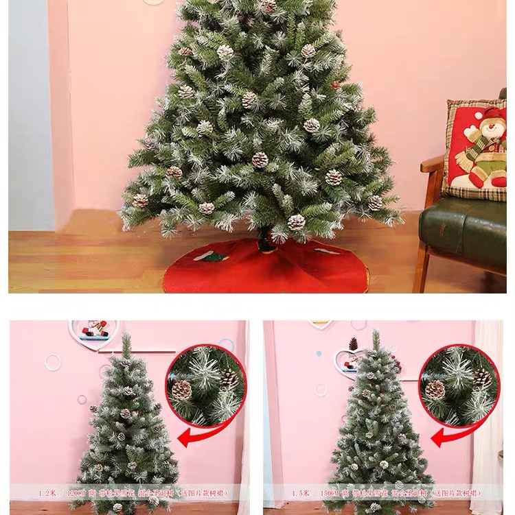 1.2米，1.5米，1.8米，2.1米，2.4米，2.7米白尖头圣诞树细节图