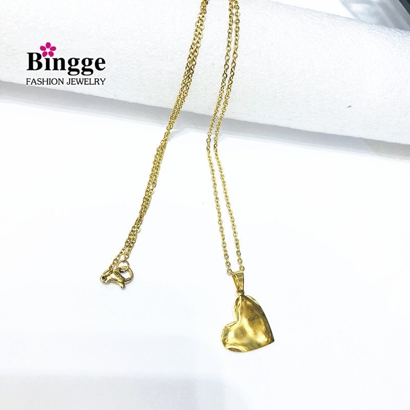 Supply of 316 stainless steel real gold long chain clavicle chain heart pendant necklace thumbnail