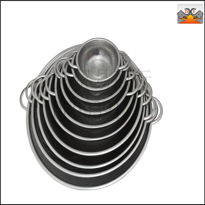 DF99391 双耳冲孔篮冲孔双耳沥水篮加厚厨房篓子家用吊环洗菜盆沥水篮不锈钢果蔬筐框 DF TRADING HOUSE