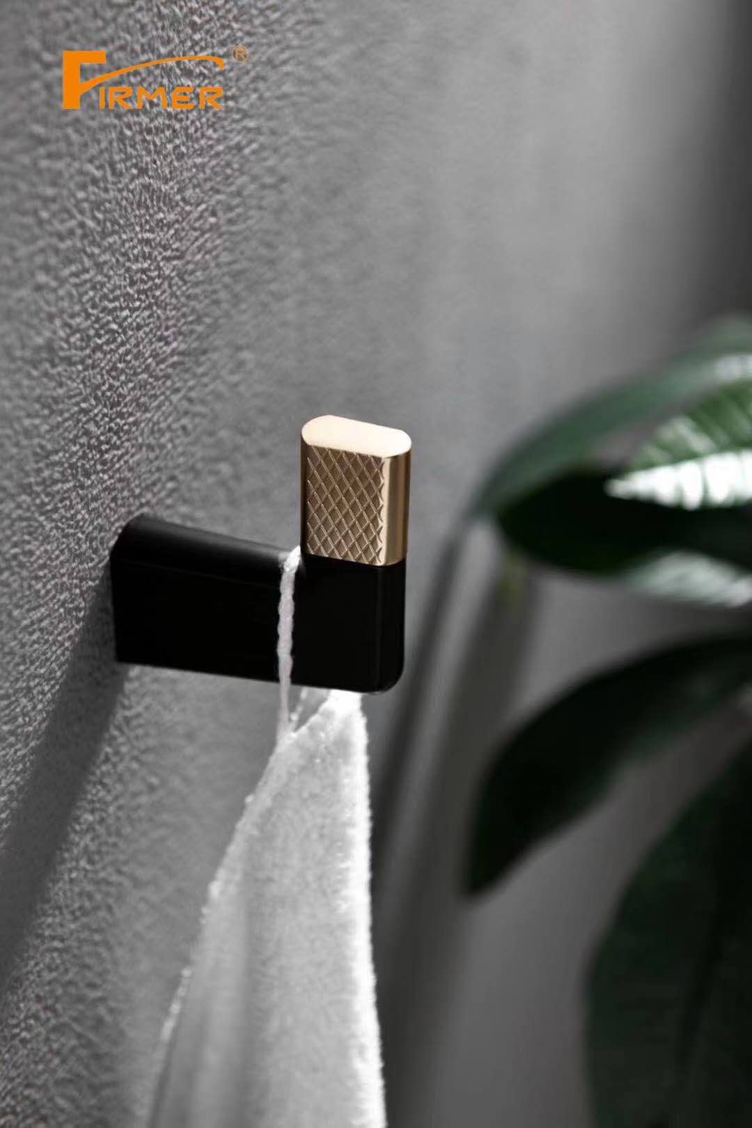 Firmer's New Black Gold All-Copper Luxury Light Luxury Bathroom Hanging Items, Bath Towel Holder And Tissue Holder Specification drawing