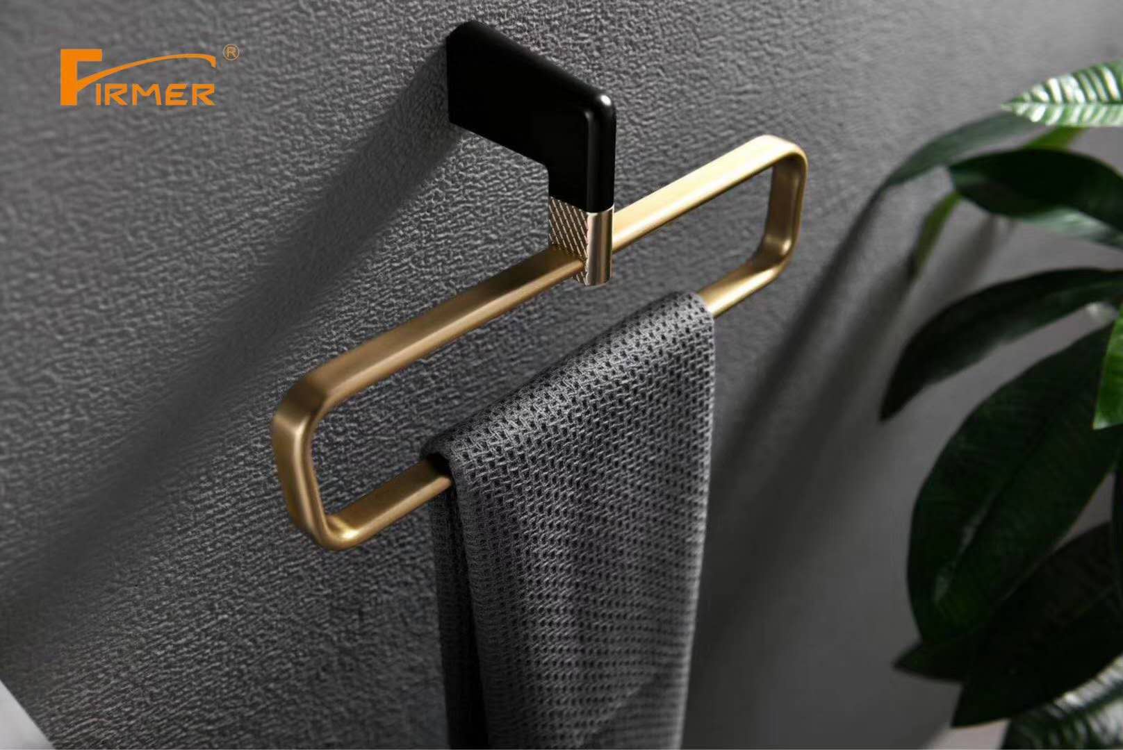 Firmer's New Black Gold All-Copper Luxury Light Luxury Bathroom Hanging Items, Bath Towel Holder And Tissue Holder details Picture