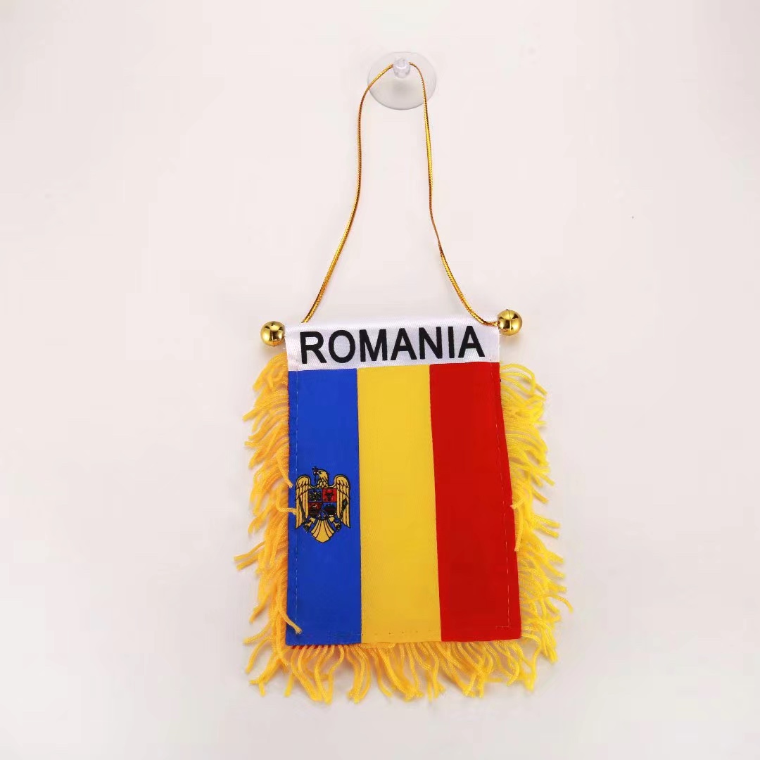 厂家直销供应汽车小挂旗，各国国旗，球迷用品，罗马尼亚车旗图