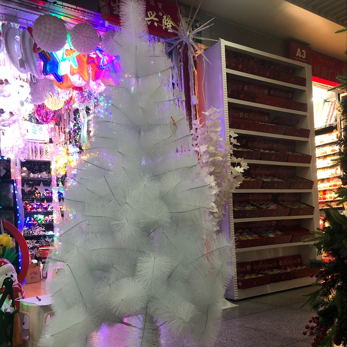 All-white trendy Christmas tree