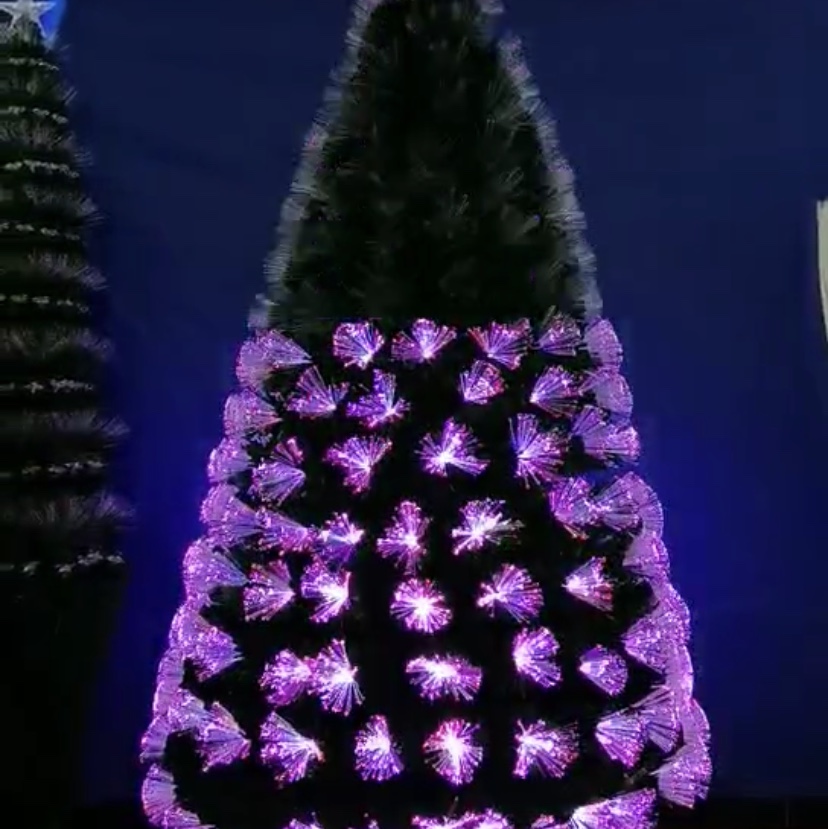 Yiyang Christmas Craft 1.5-meter synchronous seven-color optical fiber tree, 12V transformer plug iron pins Specification image