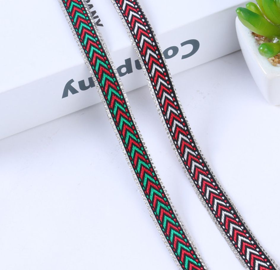 1.5Cm Ethnic Wind Bag Edge Herringbone With Jacquard Webbing Arrow Webbing Garment Accessories Lace Specification drawing