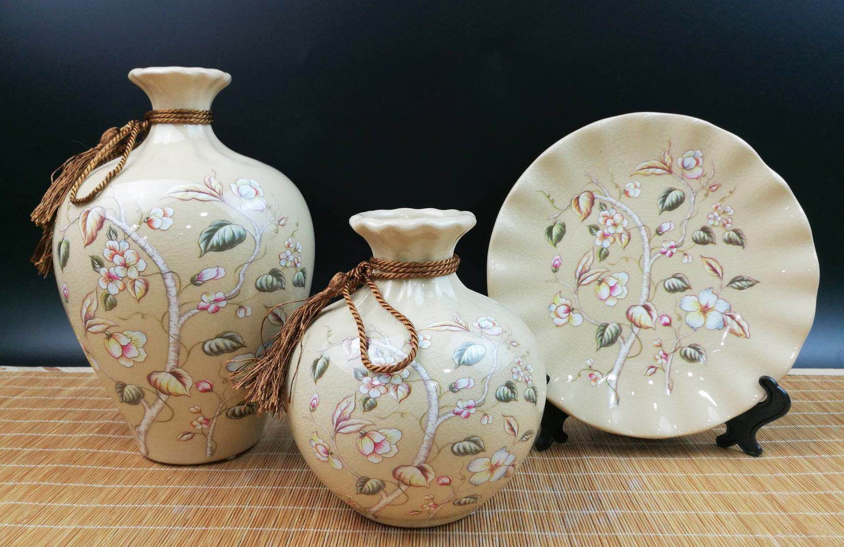 High temperature ceramic three-piece set furnishing living room TV cabinet bo antique creative decoration porch handicraft wedding gift 1 thumbnail