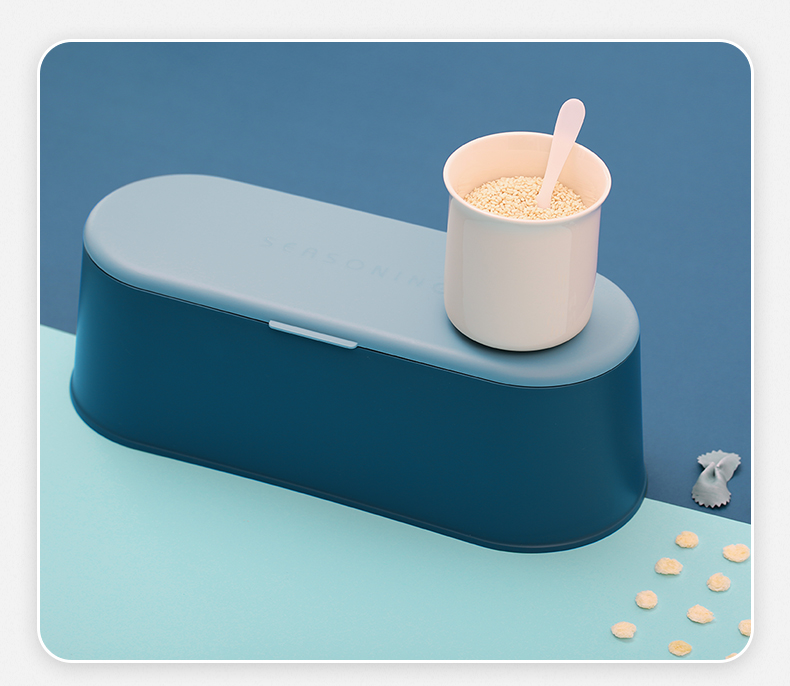 The Emino seasoning box and jar are dark blue detail image 4