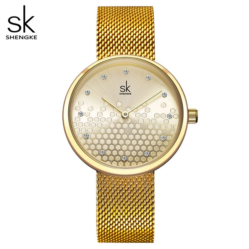 SHENGke online women's watch creative Honeycomb gold silver women's watch K0125