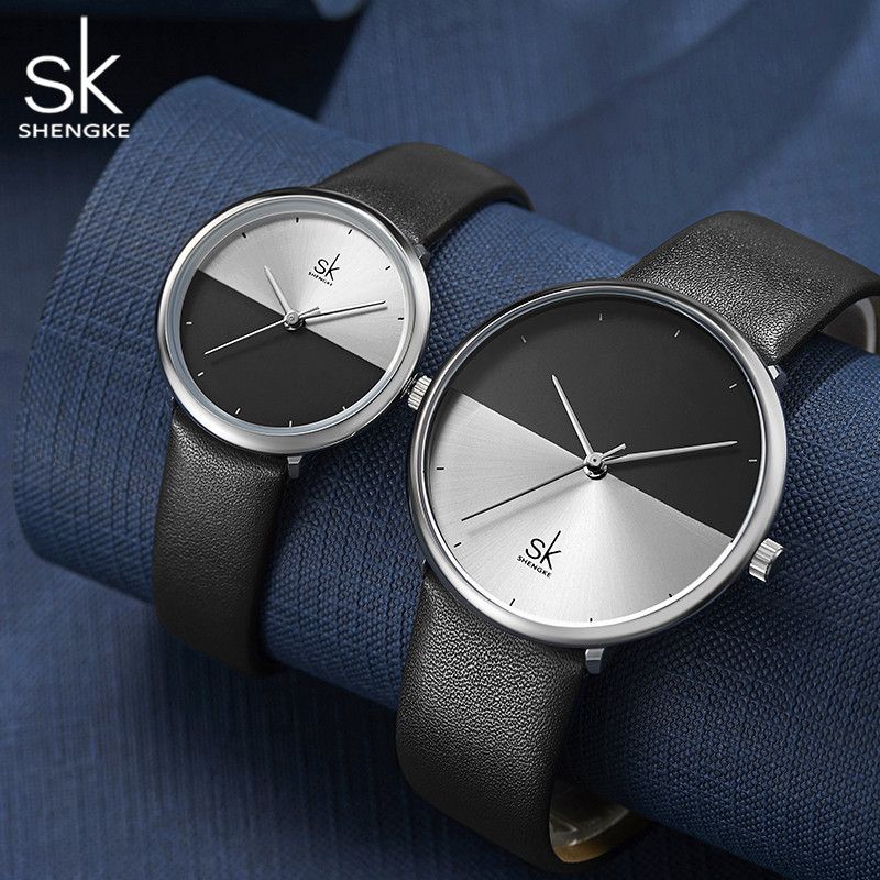 On the new Engraved lovers watch strap men and women on the table heat and cold two-color quartz 9016