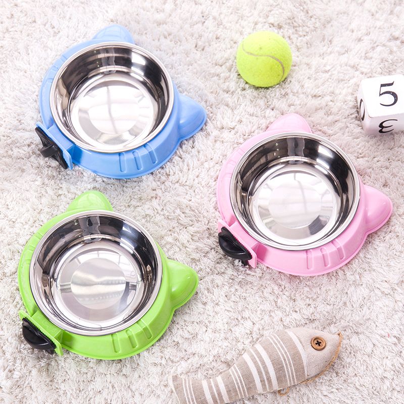 新款宠物用品卡通猫头型挂笼宠物碗 狗盆 悬挂式狗碗猫碗产品图