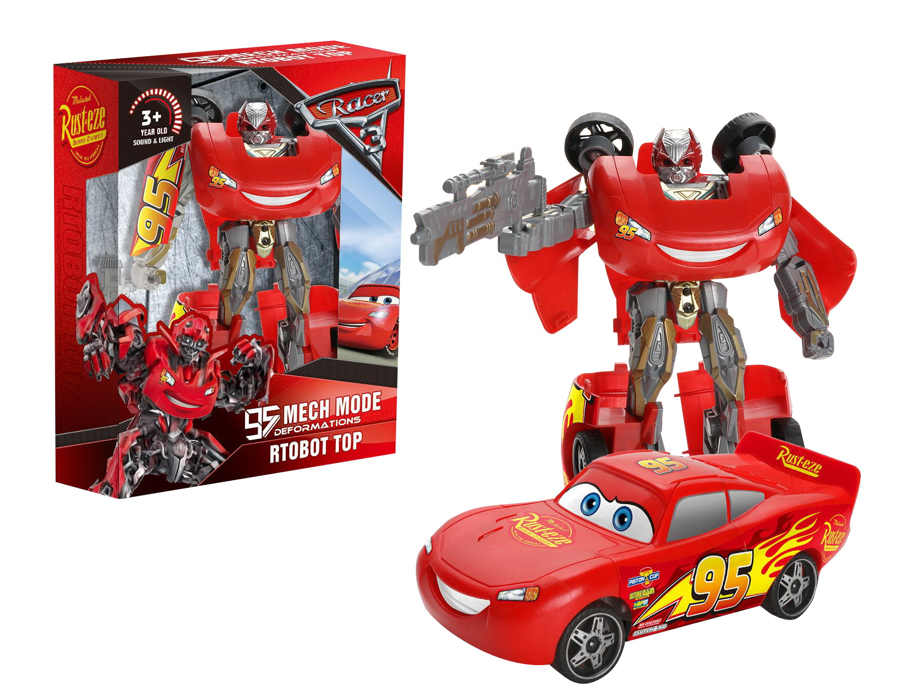 变形金刚赛车总动员灯光声音麦昆赛车汽车机器人变形详情4