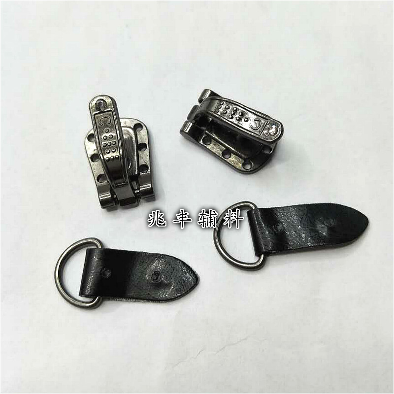 皮草扣裘皮扣金属弓扣貂皮扣子带钻皮草夹子详情5