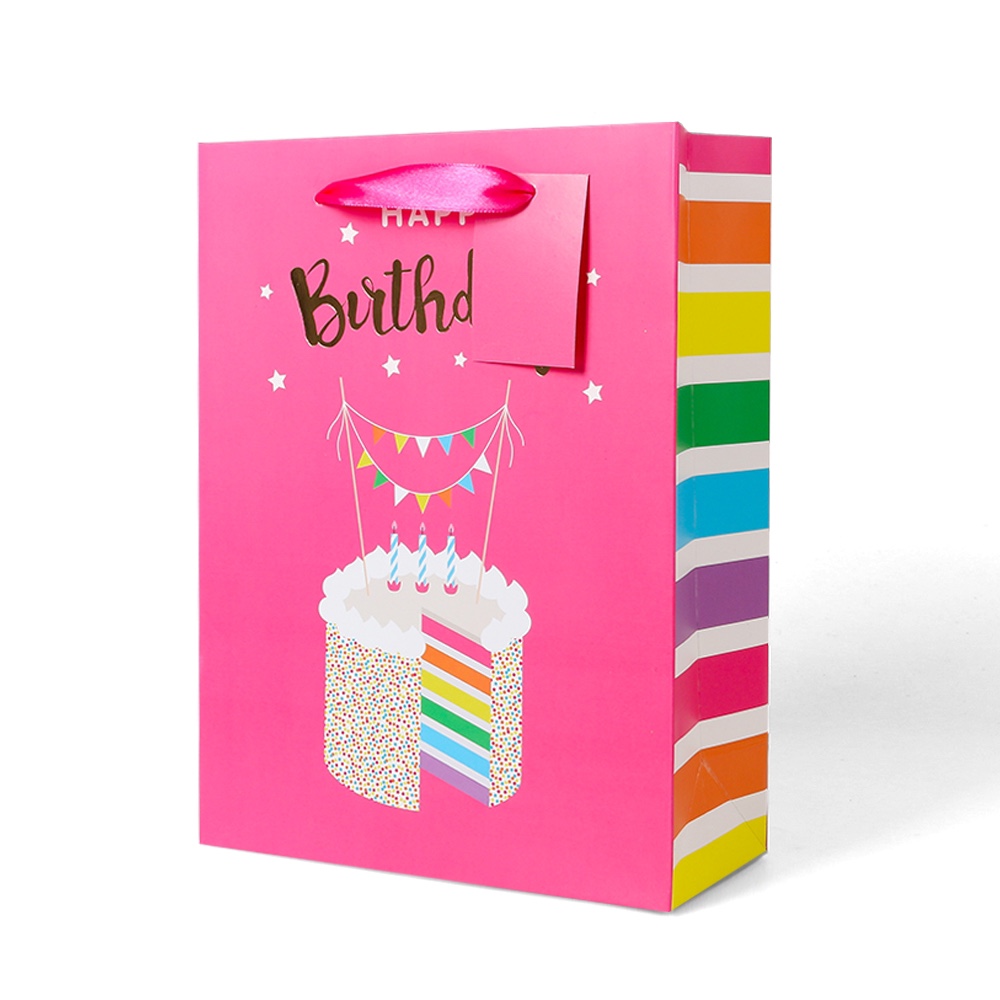 生日烫金纸袋儿童礼品袋子宝宝幼儿园生日会小礼物伴手礼袋透明手提袋包装盒空