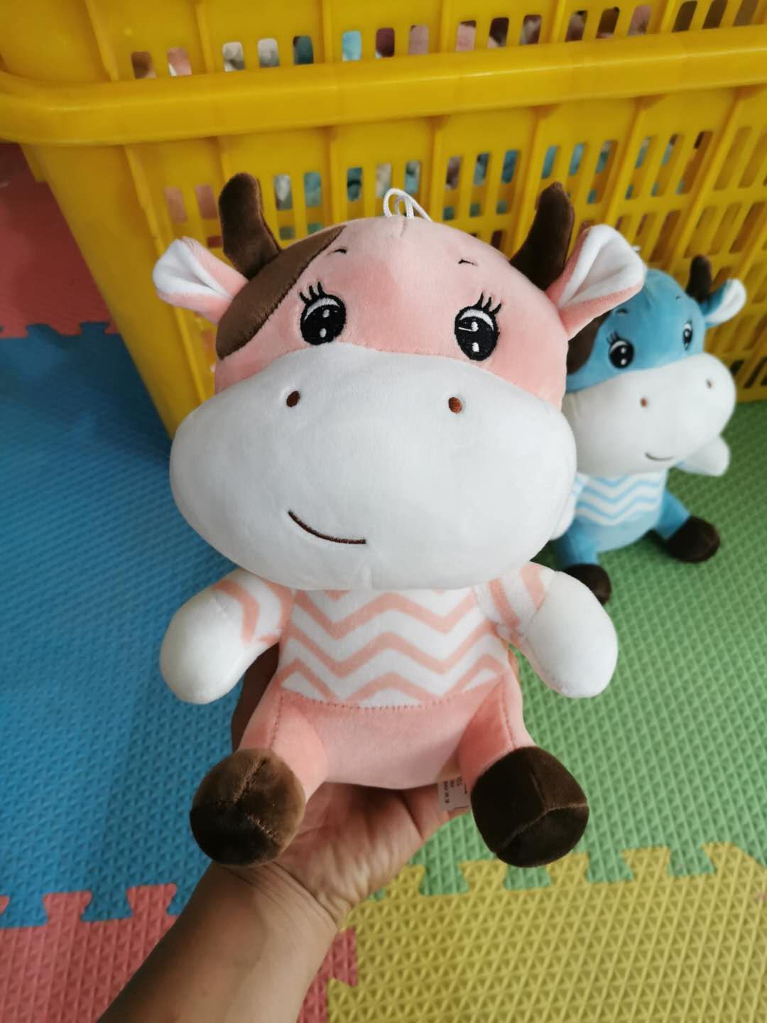 Wholesale of soft striped cow plush toy figurines details Picture