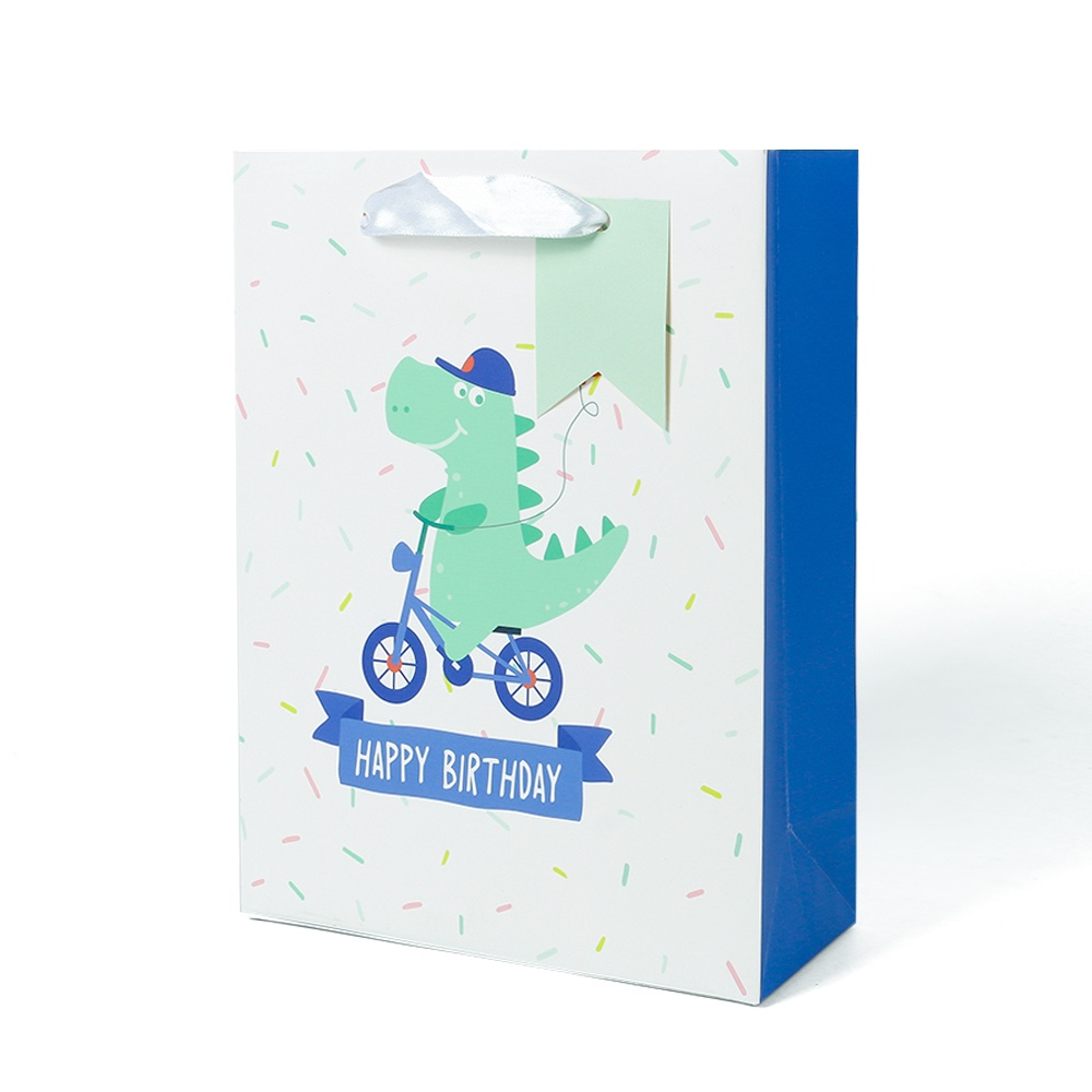 恐龙生日礼品纸袋卡通六一儿童节日礼品袋可爱幼儿园手提纸袋生日粘扣礼物包装袋子