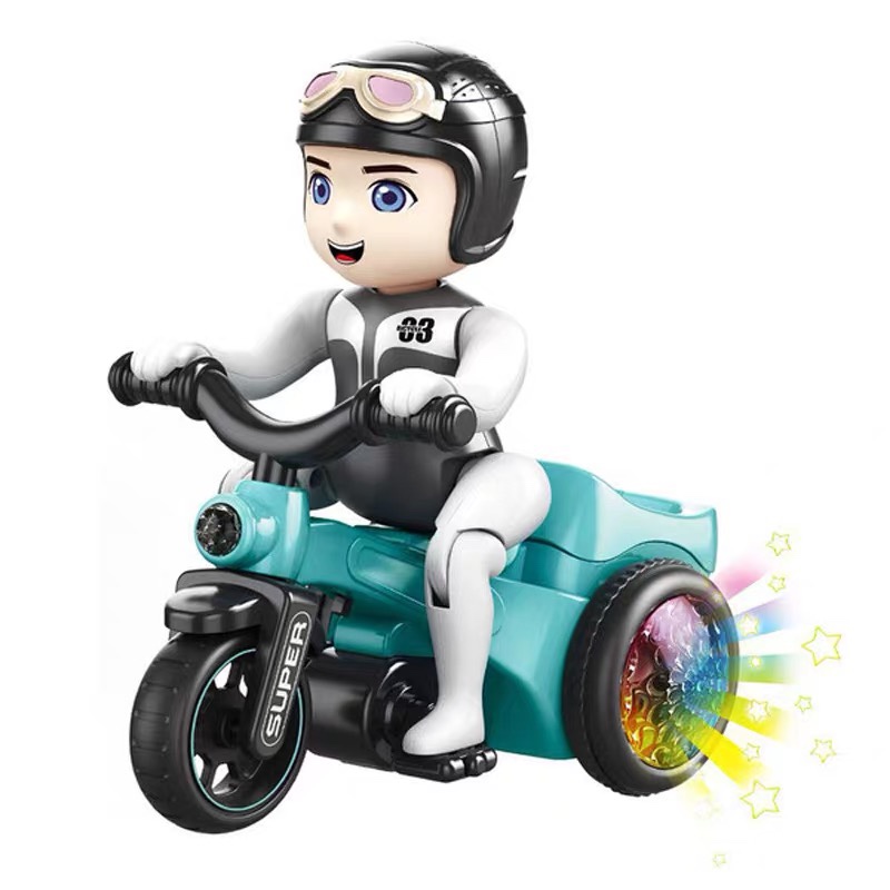 Douyin the same children cartoon electric stunt tricycle dump motorcycle light music universal revolving toy thumbnail