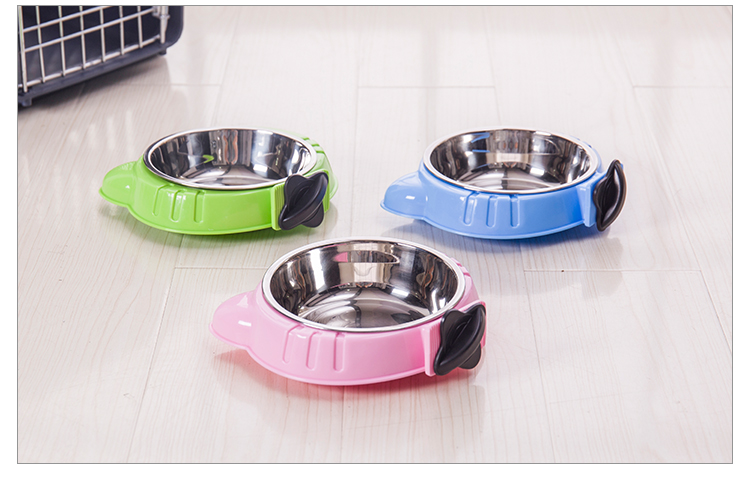 新款宠物用品卡通猫头型挂笼宠物碗 狗盆 悬挂式狗碗猫碗详情图11