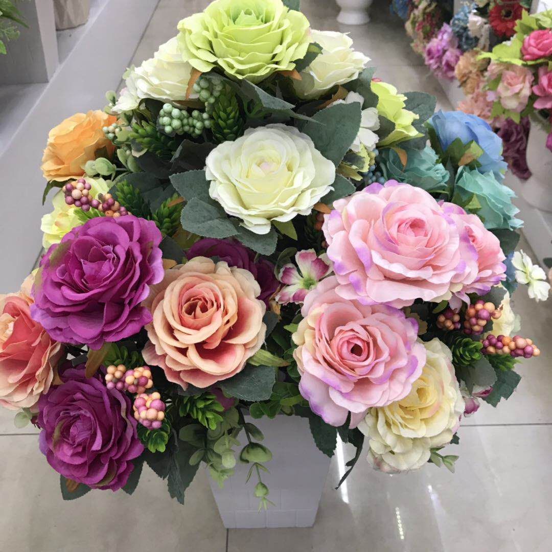 The living room simulates the artificial flower tea table furnishs the piece to live in the artificial flower art decoration 11 fork watercolor Saudi Mei wholesale thumbnail