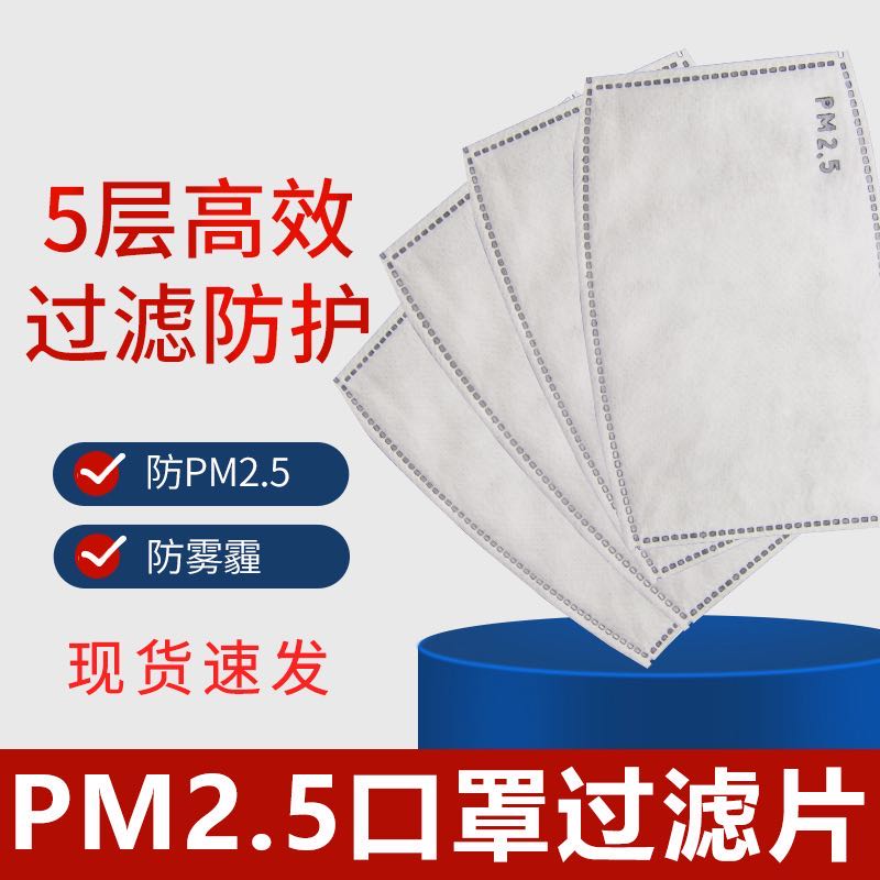 KN95 melting spray filter Piece Activated carbon dust prevention smog prevention Adult 5 layer isolation PM2.5 mask can be changed filter core thumbnail