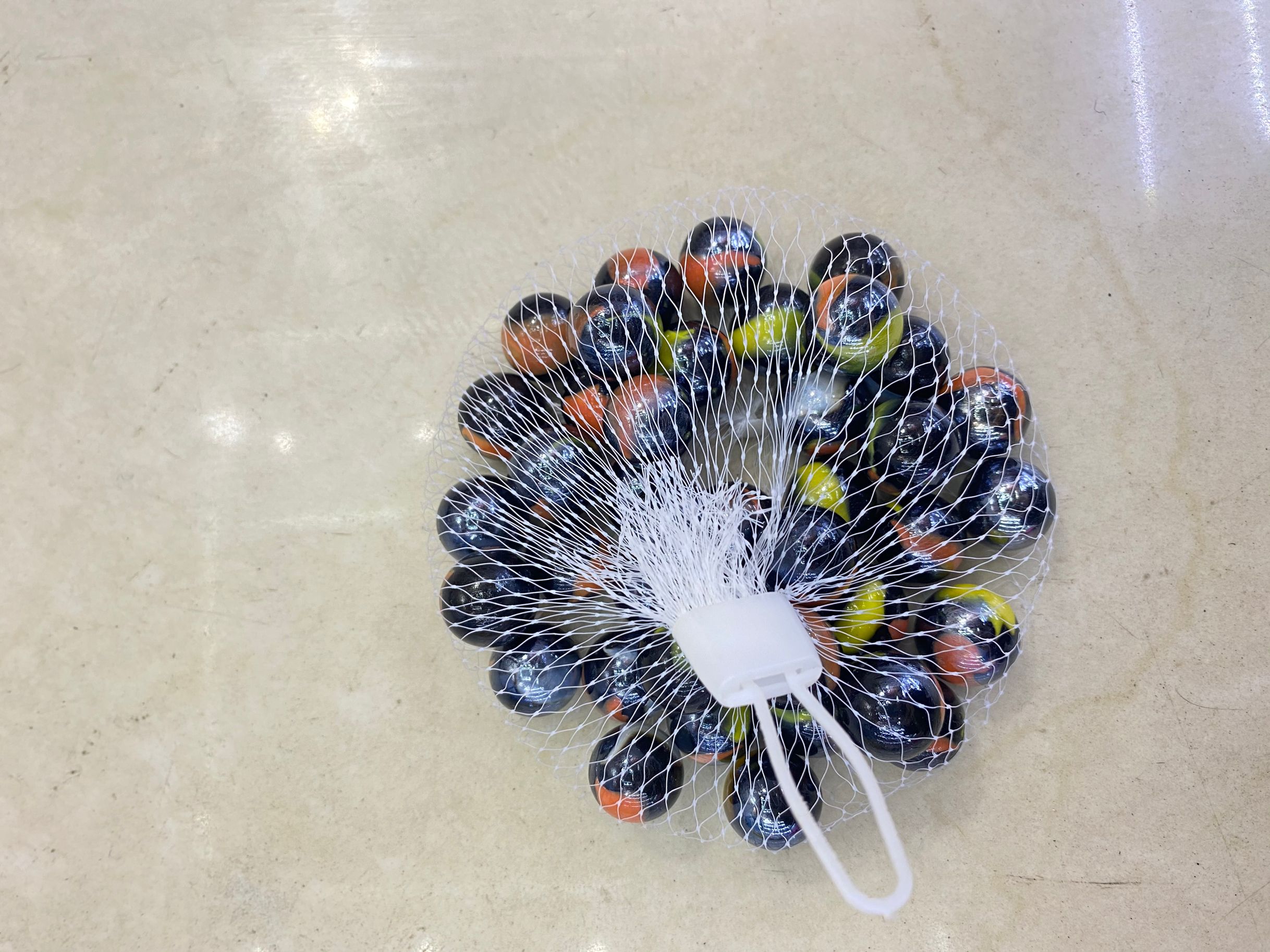 16MM black flower glass beads marbles glass net bag
