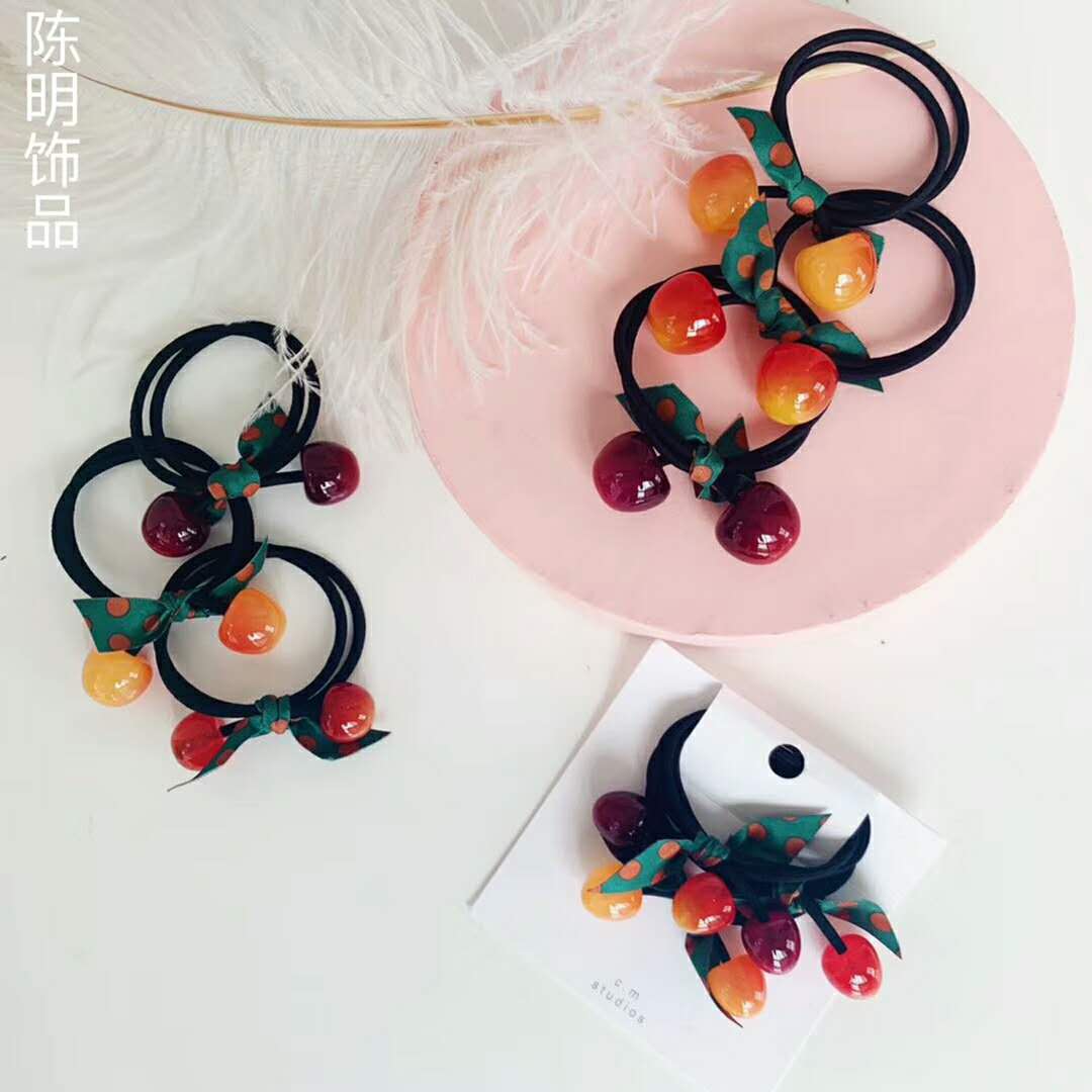 Korean web celebrity hot style imitation cherry rubber band head rope full figure