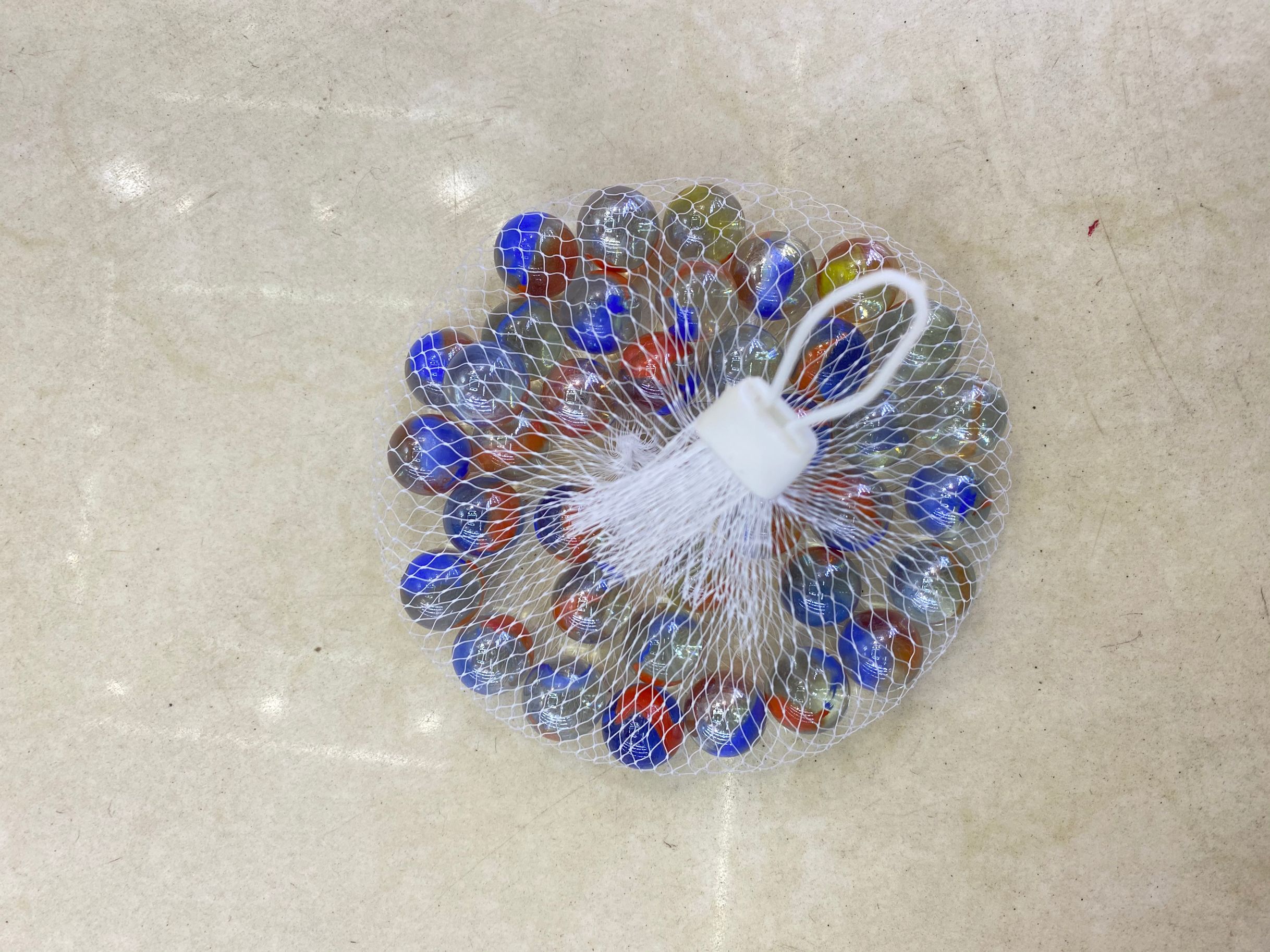 16MM white color outside two flower glass beads marbles glass net bag