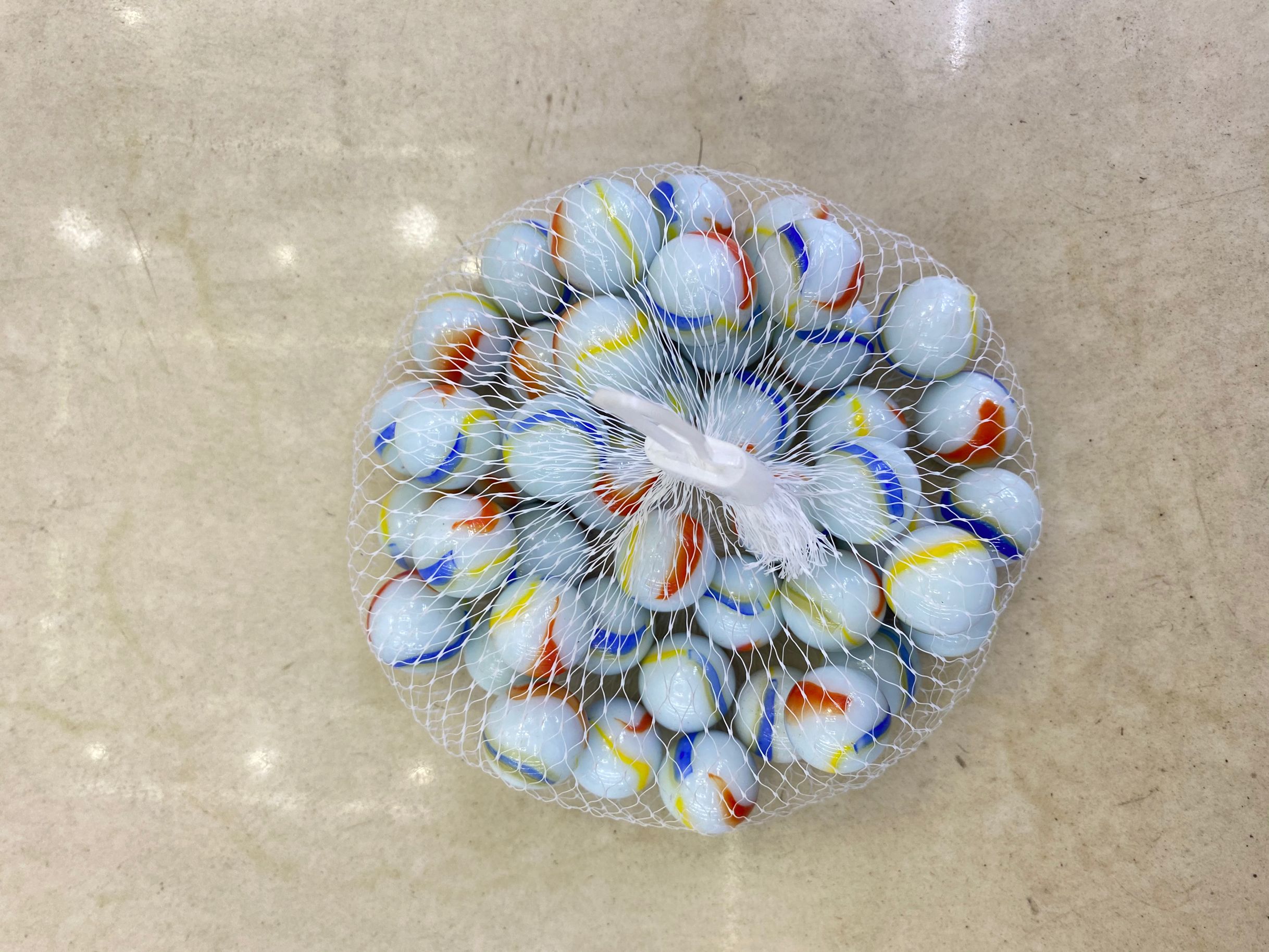 16MM milk white three flower glass beads marbles glass net bag