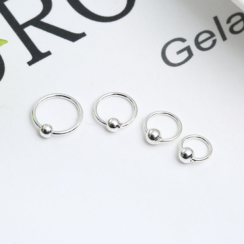 Korean version S925 Silver belt bead ear ring small silver ring personality ear bone ring nose ring eyebrow ring navel ring ear accessories manufacturer Taobao