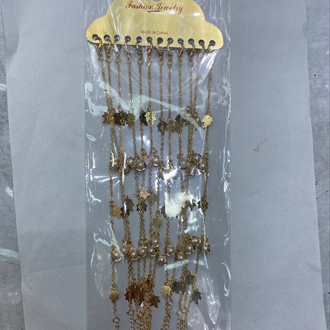 小枫叶带珍珠球脚链