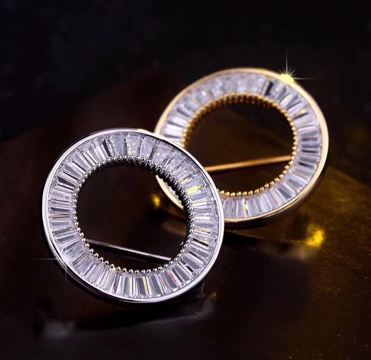 Miniature zircon ring anti-glitter fashion simple brooch thumbnail