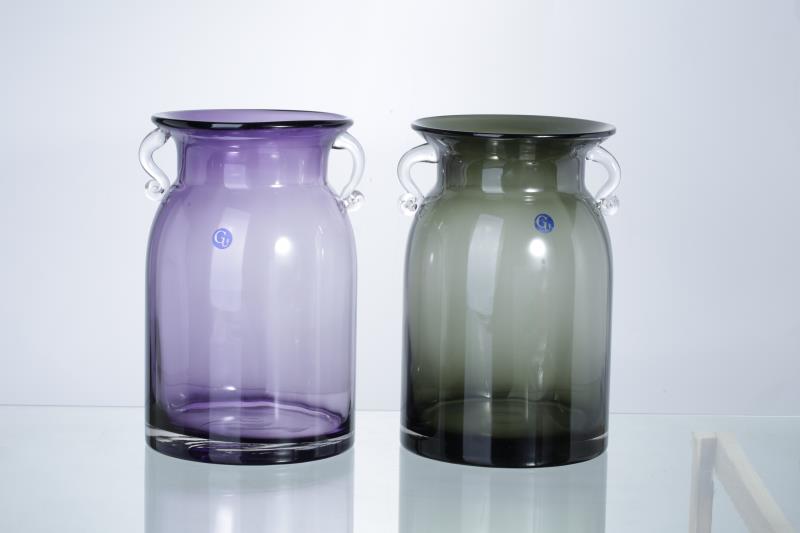 Manufacturers direct two-ear color primary color glass vase rich bamboo lily flower arranger living room table decorations thumbnail