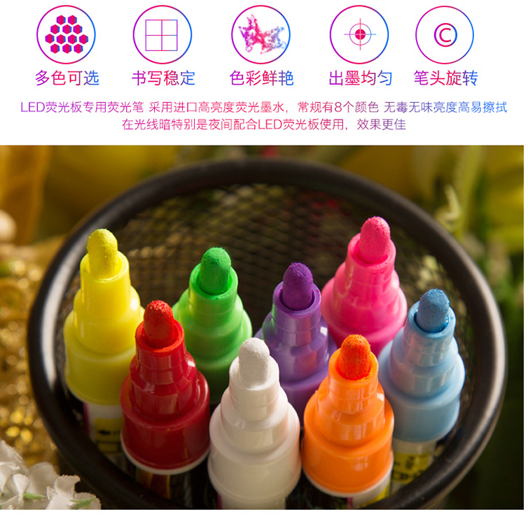 Special pen for luminous blackboard electronic fluorescent board, POP pen, flash pen, luminous pen, double-headed fluorescent pen, 5MM detail image 2