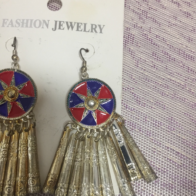 Alloy banked oil earrings. thumbnail