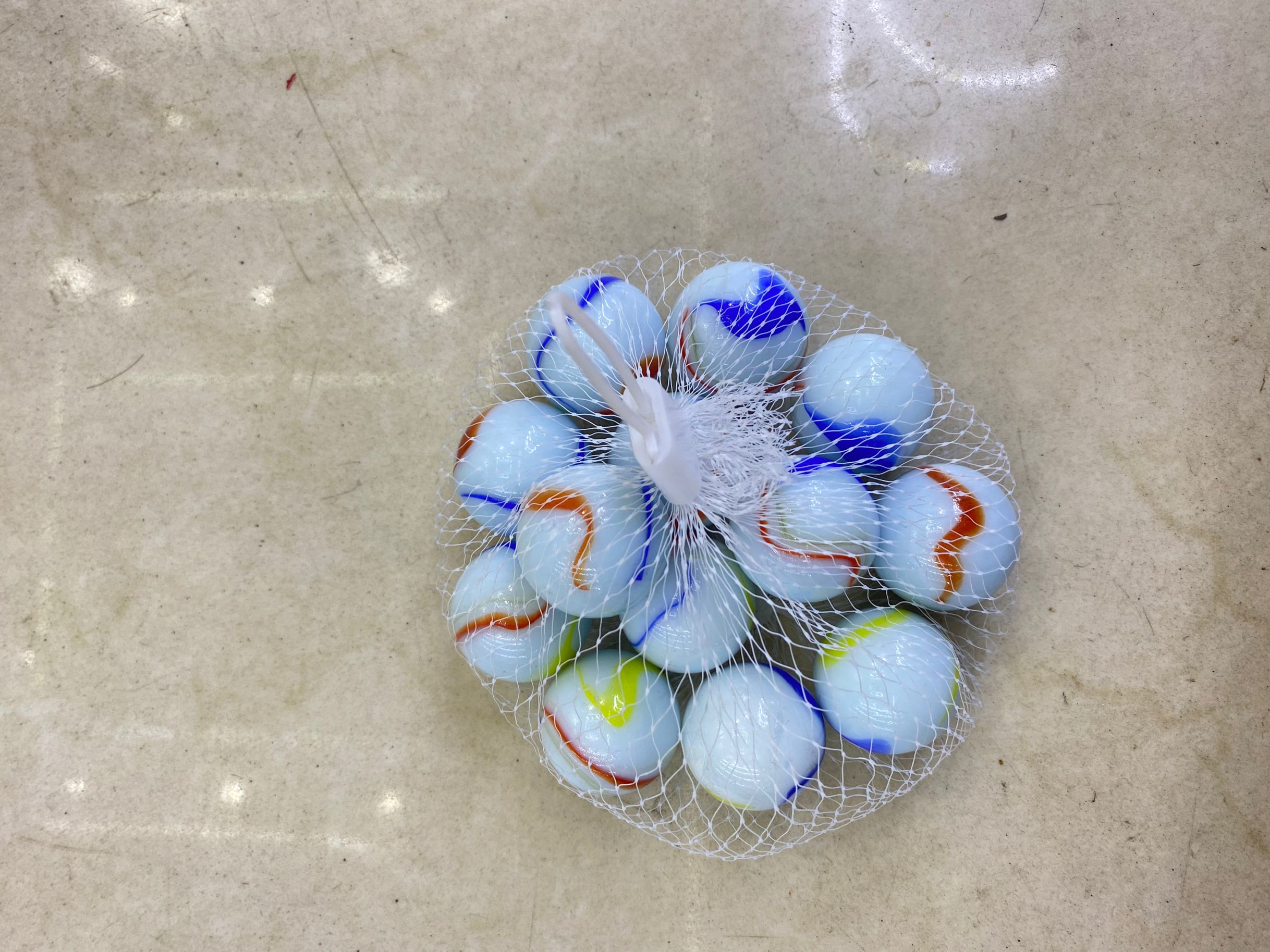 25MM milk white mixed color glass beads marbles glass net bag