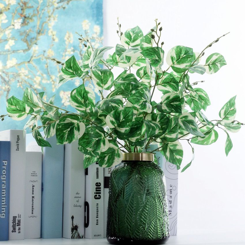Artificial plant green silk flowers green flowers cluster dieffenbachia home decoration layout thumbnail