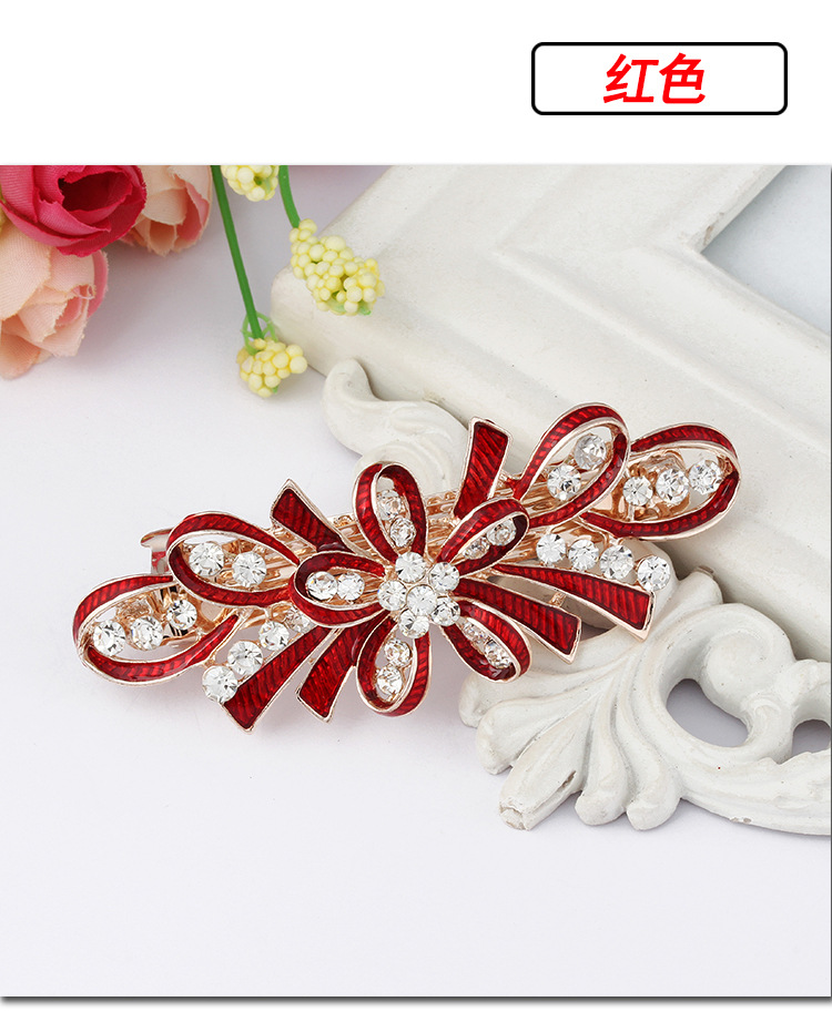 New Korean hairpin top clip hair accessories fashion rhinestone big spring clip joker women's headwear factory direct colorful flag thumbnail