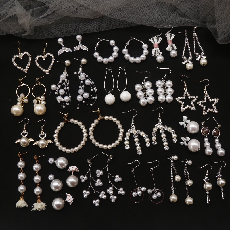 Pearl earring collection Korean version of simple earrings long tassel temperament joker earrings petal fishtail earrings thumbnail