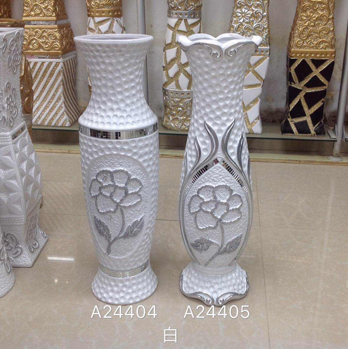 VASE 60cm ceramic vase White vase floor-to - floor vase Simulation flower vase Vase Flower apparatus with dried flower vase set vase Ceramic vase Vase with Gold Castle vase