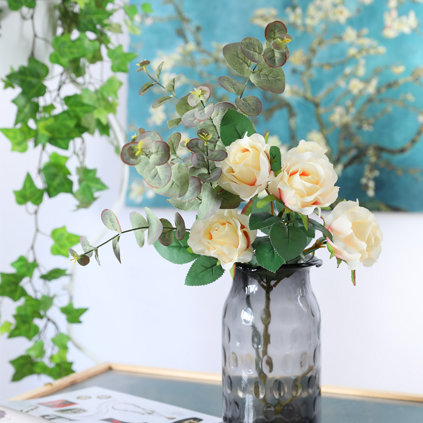 Artificial flower, artificial flower, Imperial Concubine rose, home decoration artificial flower factory direct sales New JM2050 silk fabric rose Imperial Concubine rose pic 3