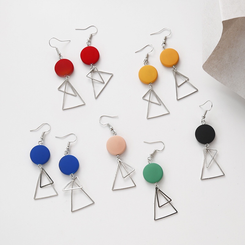 Korean retro Ins style geometric design double triangle log earrings simple hand earrings earrings earrings earrings earrings earrings thumbnail