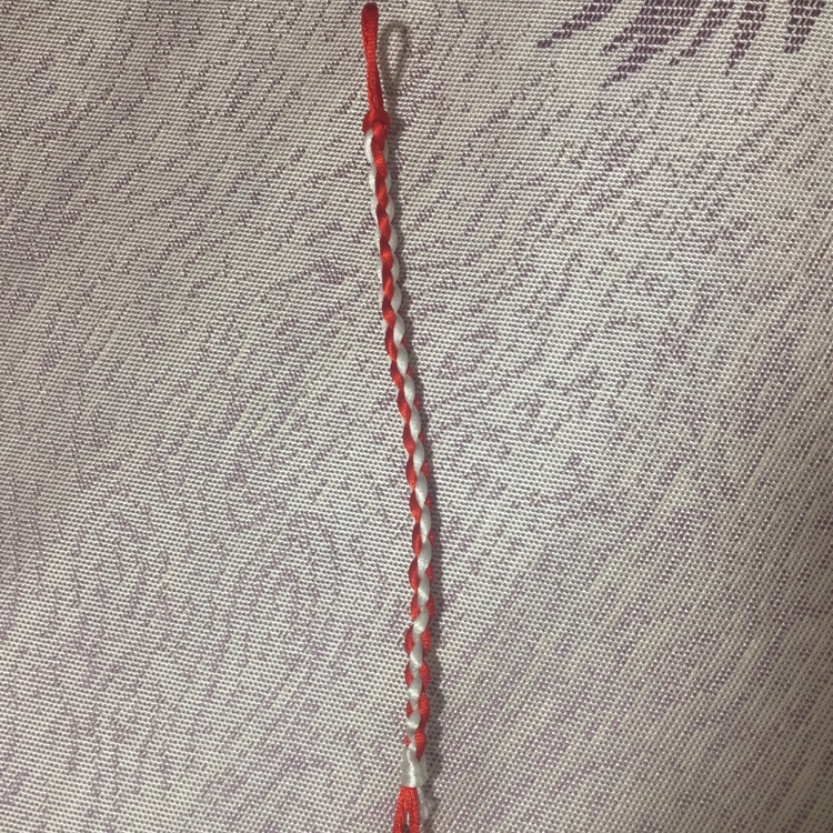 Red and white polyester twist woven bracelet thumbnail