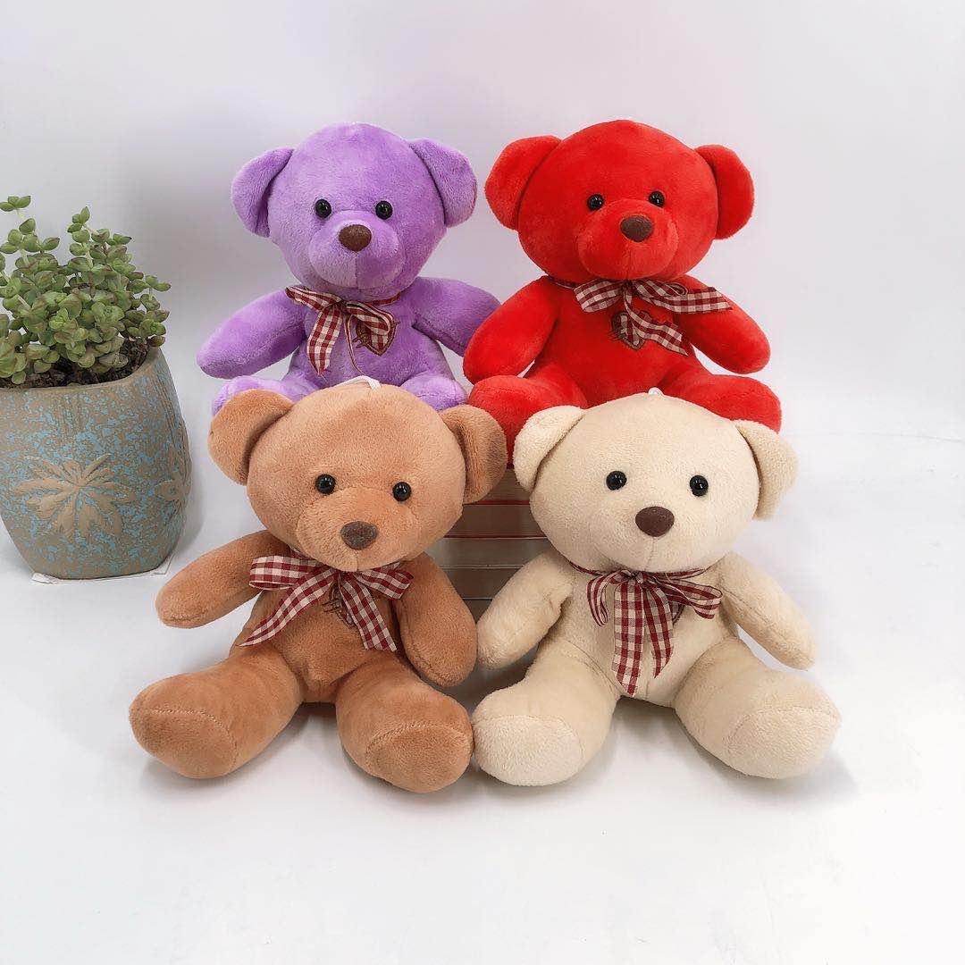 Cute colorful bear plush toys, ribbon bear figurines, foreign trade doll gifts, 20CM details Picture
